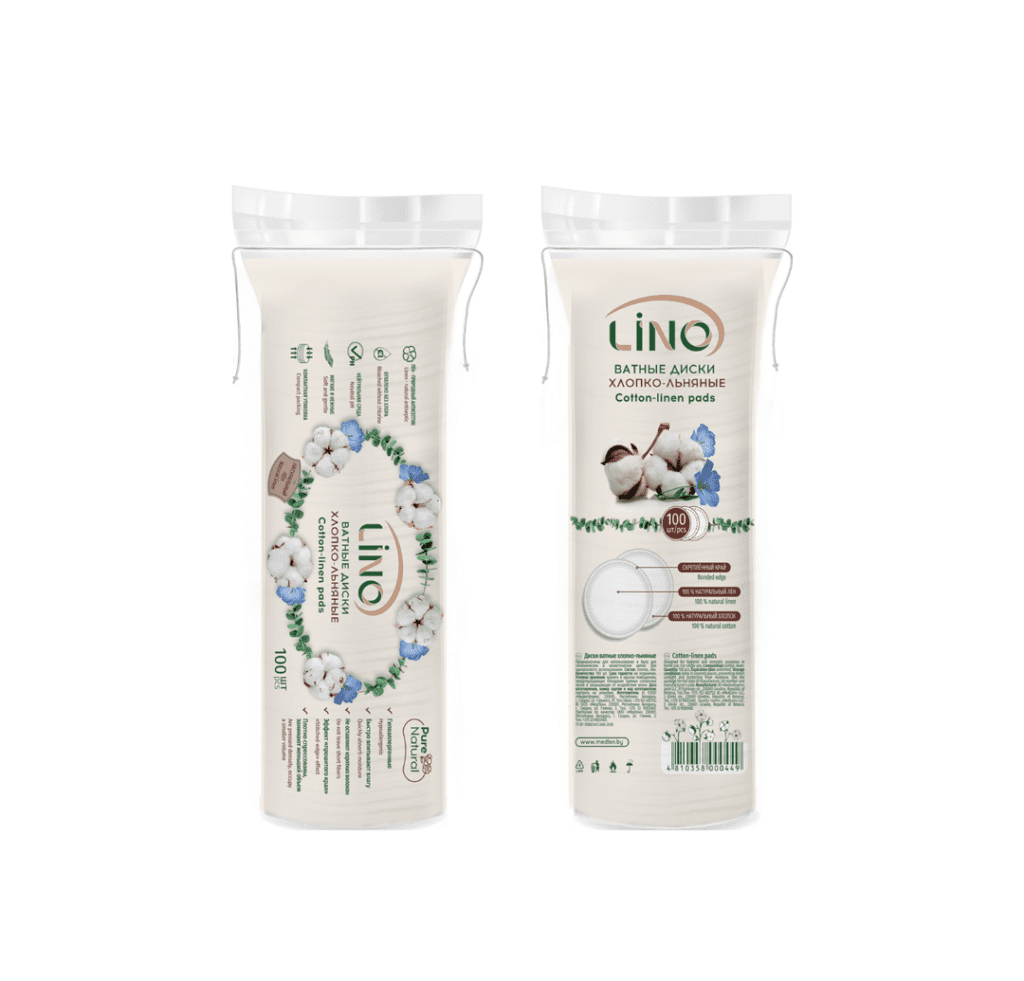 Диски косметические ХЛОПКО-ЛЬНЯНЫЕ LINO, 100 шт